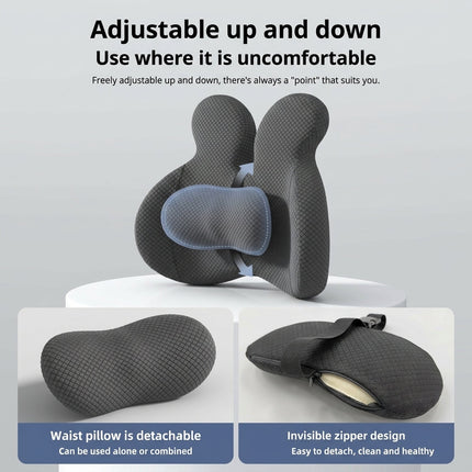Ergonomic Memory Foam Lumbar Pillow & Seat Cushion Set - Matching Support Set