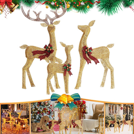 Light-Up Reindeer Family Set - Warm LED, Weatherproof, 3-Piece Display