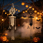 Skeleton Macrame Wall Hanging - Hand-Knotted Boho Halloween Door Decor