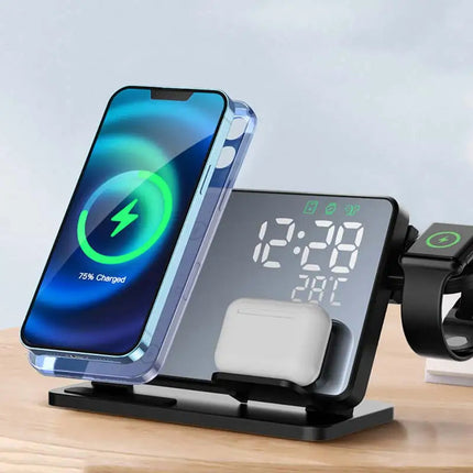 3-in-1 Charging Station - Qi Fast Charger with Alarm Clock for iPhone