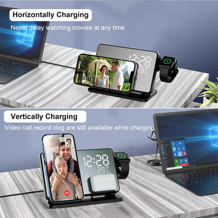 3-in-1 Charging Station - Qi Fast Charger with Alarm Clock for iPhone
