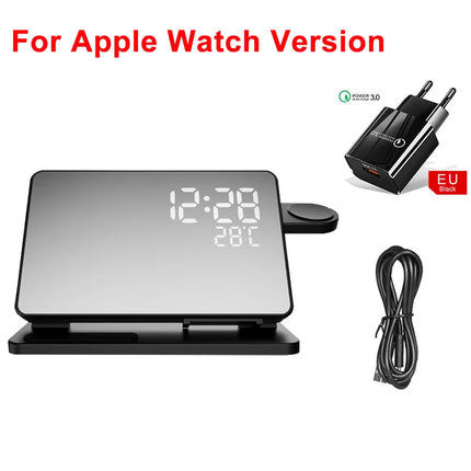 3-in-1 Charging Station - Qi Fast Charger with Alarm Clock for iPhone