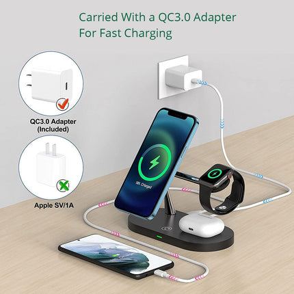 3-in-1 Wireless Charger Station - MagSafe Compatible Multi-Device Hub