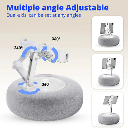 Pillow Tablet Stand - Plush Device Holder with 360 Rotating Arm, Tray