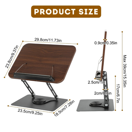 360° Foldable Reading Stand - Adjustable, Swivel Base, Portable Design