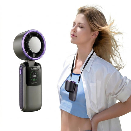 Foldable Hands-Free Neck Fan - 5-Speed Rechargeable Wearable Cooling Fan