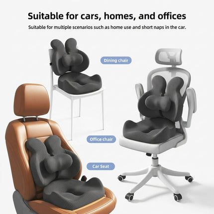 Ergonomic Memory Foam Lumbar Pillow & Seat Cushion Set - Matching Support Set