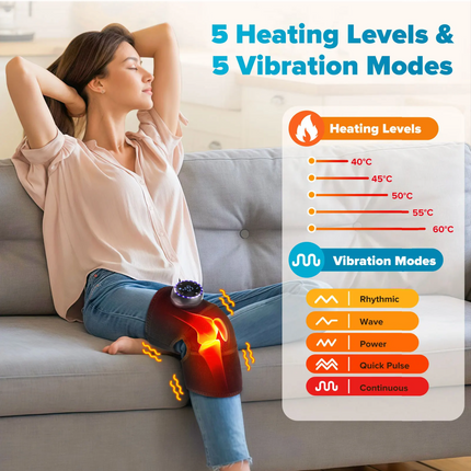 Deluxe 3-in-1 Heated & Vibrational Joint Wrap Massager - 5-Level Heat Therapy