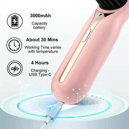 Cordless Negative Ion Styling Comb - Rapid Ceramic Heat & Anti-Pull Teeth