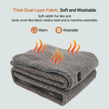 Heated Throw Blanket - USB Powered, 3-Speed Warmth, Sherpa Fleece