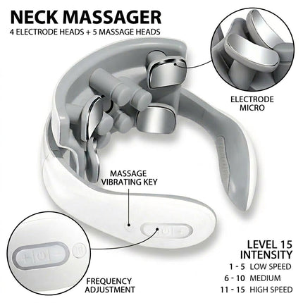 Deluxe Hybrid Neck Massager - 9-Head Pulse, Vibration & Heat Combo