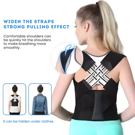 Back Brace for Better Posture - Cross-Strap Design, Breathable Support