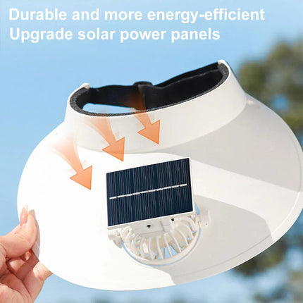Cooling Fan Sun Visor Hat - Solar or USB Rechargeable Airflow Visor
