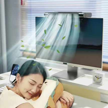 Bladeless Screen Fan with Eye-Protection Light - Compact USB Desktop Cooler