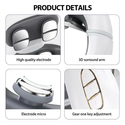 Electric Neck Massager - 8-Node TENS & EMS Pulse Relief with Heat