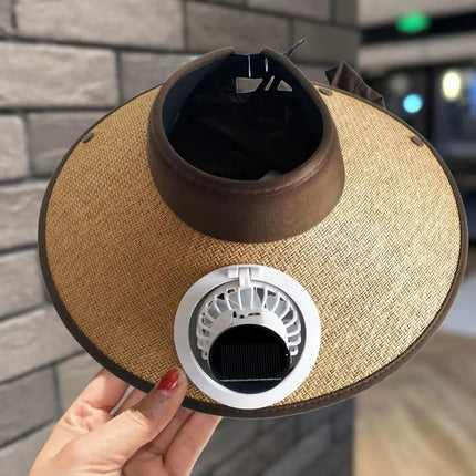 Solar Powered Wide Brim Sun Hat - Hands-Free Cooling for Outdoor Days