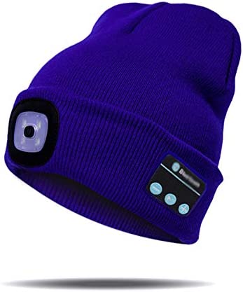 Bluetooth Beanie with LED Light - Rechargeable Winter Hat, Headphones