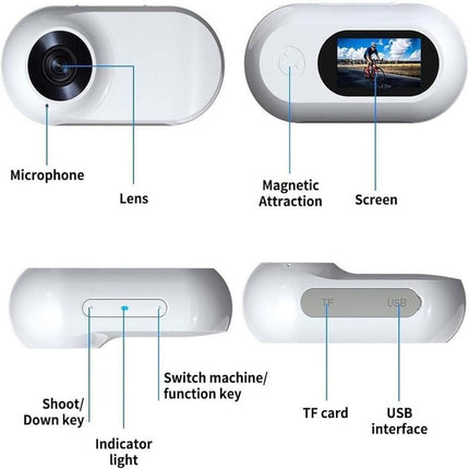 Mini Magnetic Action Camera - 1080P POV Sports Camera, Waterproof Design