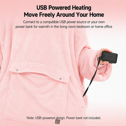 Heated Unisex Blanket Hoodie - USB-Powered, 3-Zone Flannel Warmth