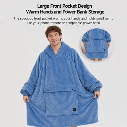Heated Unisex Blanket Hoodie - USB-Powered, 3-Zone Flannel Warmth