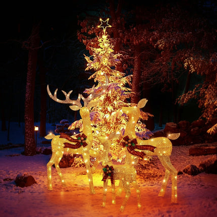Light-Up Reindeer Family Set - Warm LED, Weatherproof, 3-Piece Display