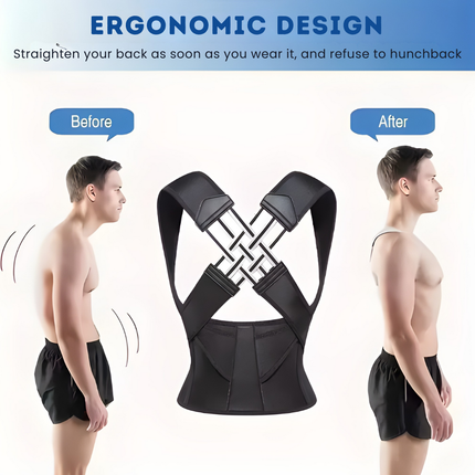 Back Brace for Better Posture - Cross-Strap Design, Breathable Support