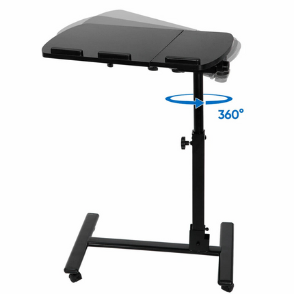 Rolling Laptop Table - Height-Adjustable, Locking Wheels, Sleek Design