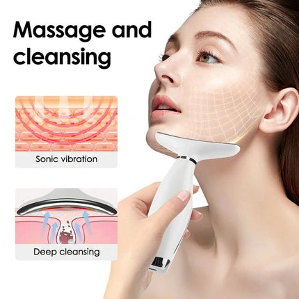 7-Color LED Face & Neck Sonic Massager - Sonic Cleansing, Lifting & Firming