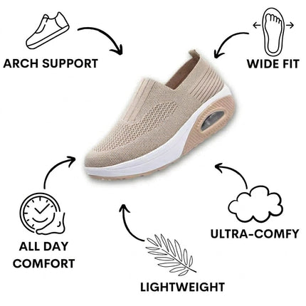Women's Ergonomic Knitted Sneakers - Wide Fit Arch Support Cushioned Comfort