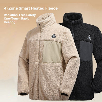 Smart Heated Unisex Fleece Jacket - USB Powered, 4-Zone Heating, Windproof