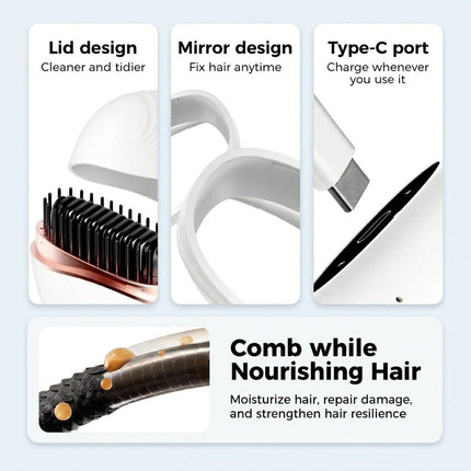 2-in-1 Mini Hair Straightener & Styling Comb - Anti-Scald Travel Design