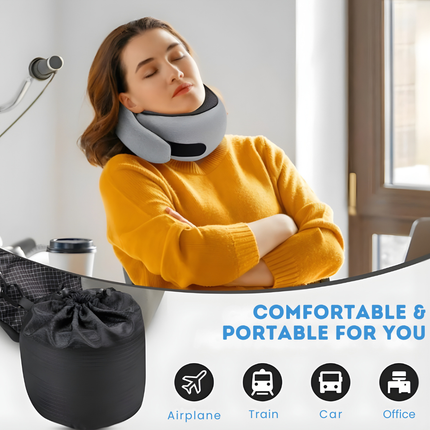 Memory Foam Travel Neck Pillow - Contoured Support, Breathable Fabric