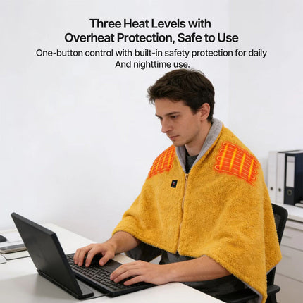 Heated Throw Blanket - USB Powered, 3-Speed Warmth, Sherpa Fleece