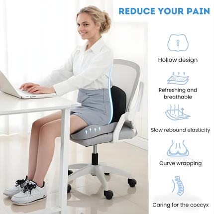 Memory Foam Tailbone Cushion - Orthopedic, Coccyx Pressure Relief Pad