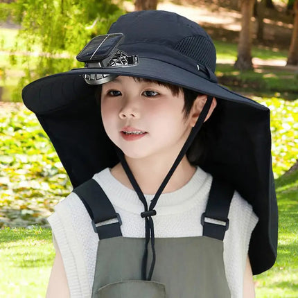 Kids Solar Fan Sun Hat - UPF50+ UV Protection Cooling Cap for Kids