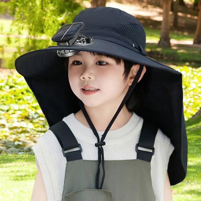 Kids Solar Fan Sun Hat - UPF50+ UV Protection Cooling Cap for Kids