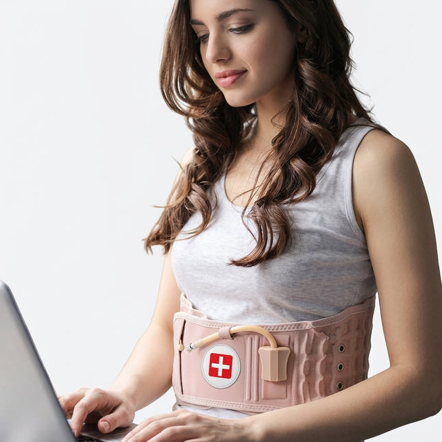 Decompression Lumbar Support Back Brace - Inflatable Air Traction Waist Belt Kit
