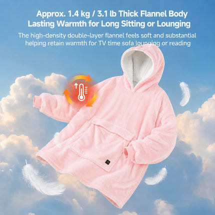 Heated Unisex Blanket Hoodie - USB-Powered, 3-Zone Flannel Warmth