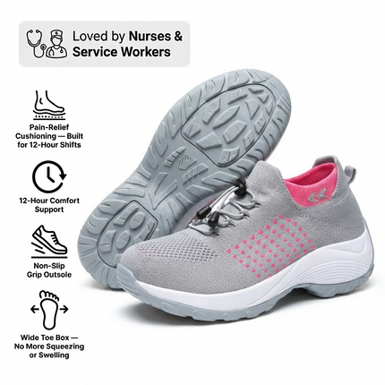 12-Hour Shift Women's Orthopedic Sock Sneakers for Heel & Plantar Fasciitis