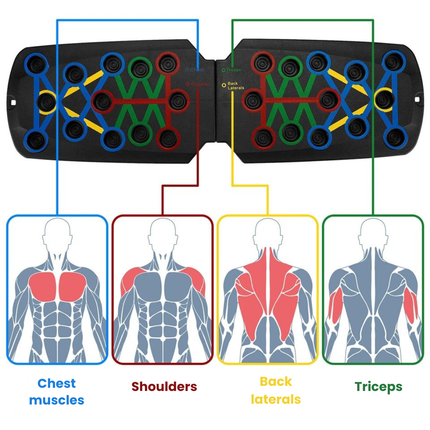 28-in-1 Push-Up Workout Board - Color-Coded Muscle-Targeting Handles