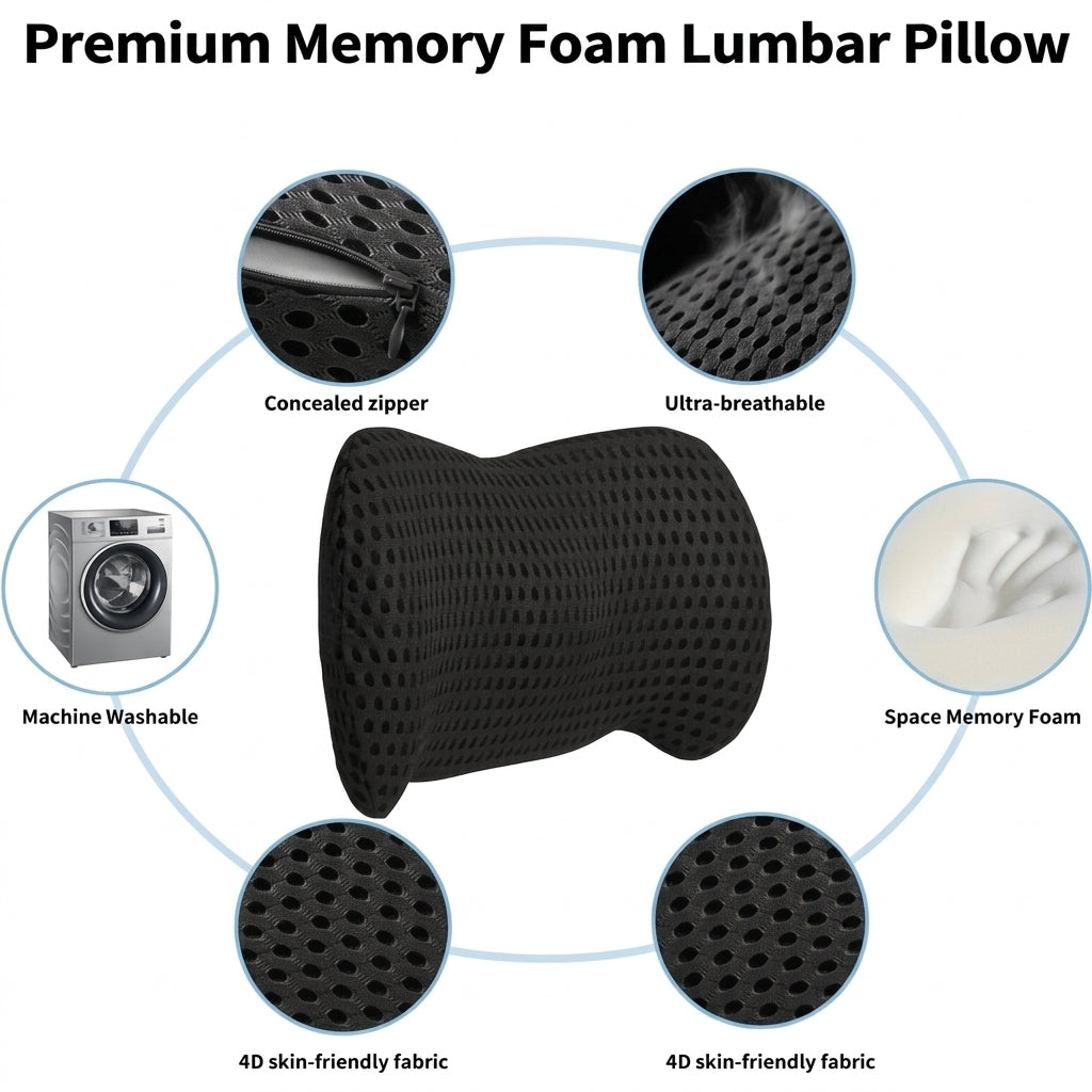 ManiCrest Ergonomic Memory Foam Lumbar Pillow