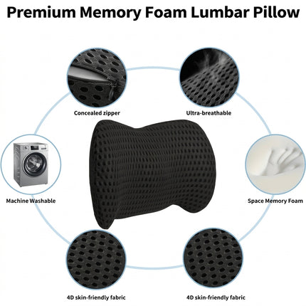Ergonomic Memory Foam Lumbar Pillow - Contoured Spinal Support