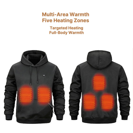 Heated Hoodie for Men - USB Powered, 3 Heat Levels, Chest & Back Warmth