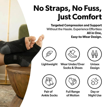 Ankle Compression Socks - Open-Toe Graduated Arch Support, 1 Pair