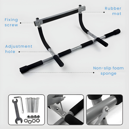 Doorway Pull-Up Bar - Six Grip Positions, 300 lb Dynamic Load Rating