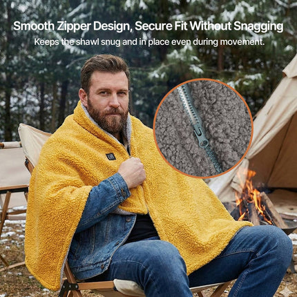 Heated Throw Blanket - USB Powered, 3-Speed Warmth, Sherpa Fleece