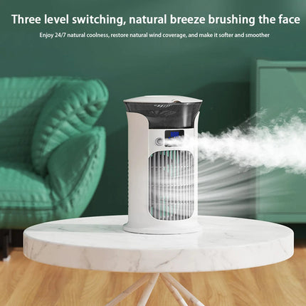 Mini Aircon with Humidifier & LED - 3-Speed Desktop Cooling & Light