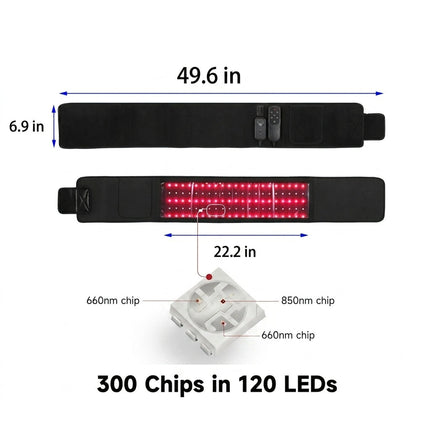 Dual Wavelength Red & Infrared Light Body Wrap Belt - 120-LED Recovery Wrap