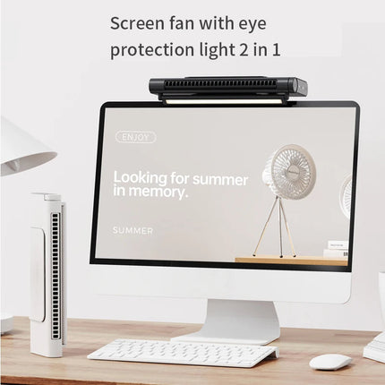 Bladeless Screen Fan with Eye-Protection Light - Compact USB Desktop Cooler