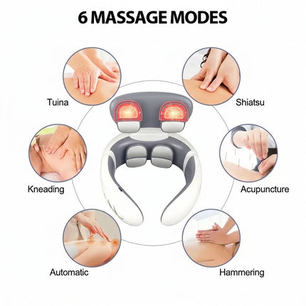 Electric Neck Massager - 8-Node TENS & EMS Pulse Relief with Heat
